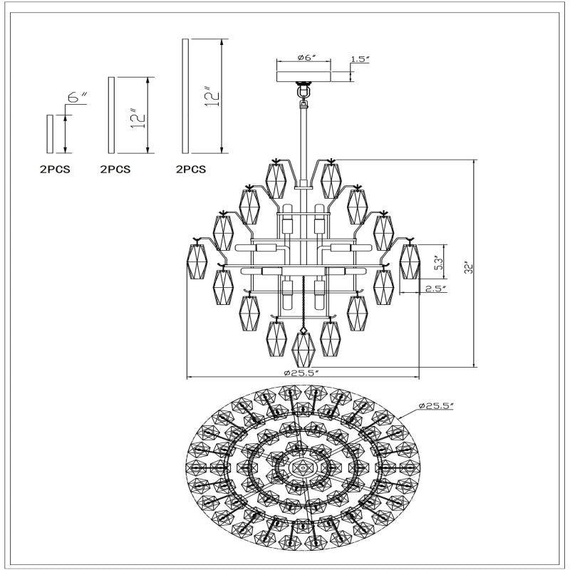 Chara Glass Large Chandelier