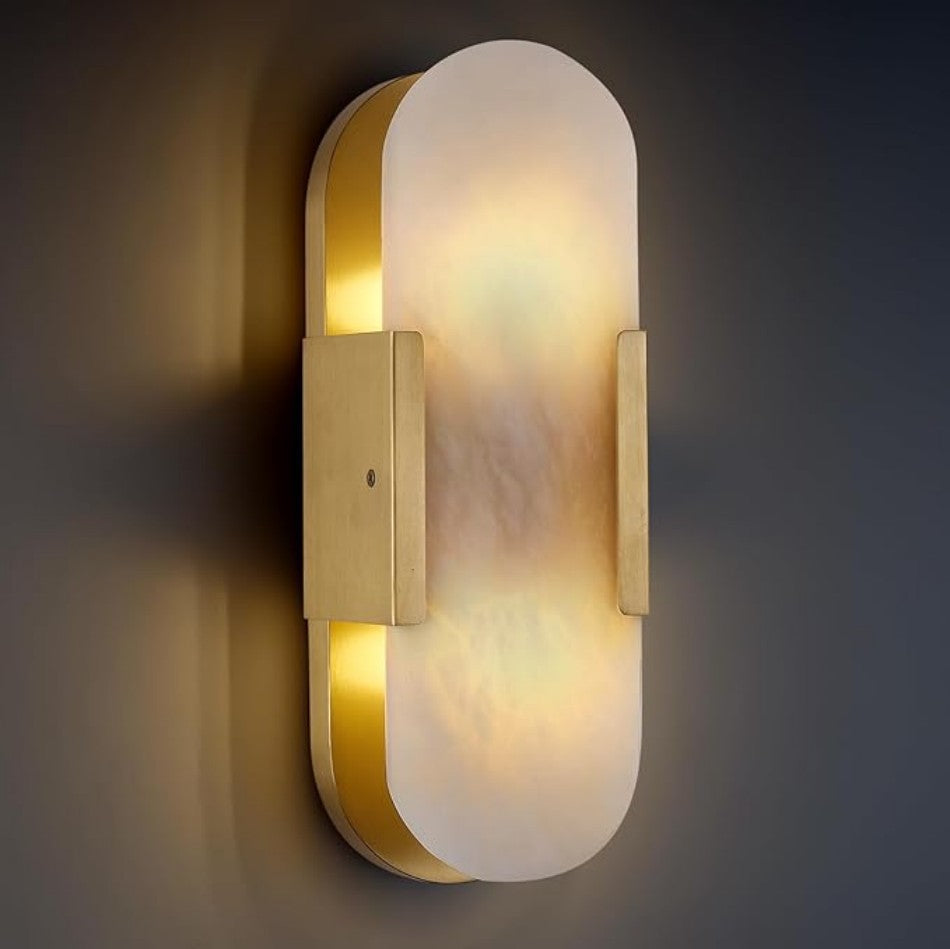 Brass Alabaster Wall Sconce