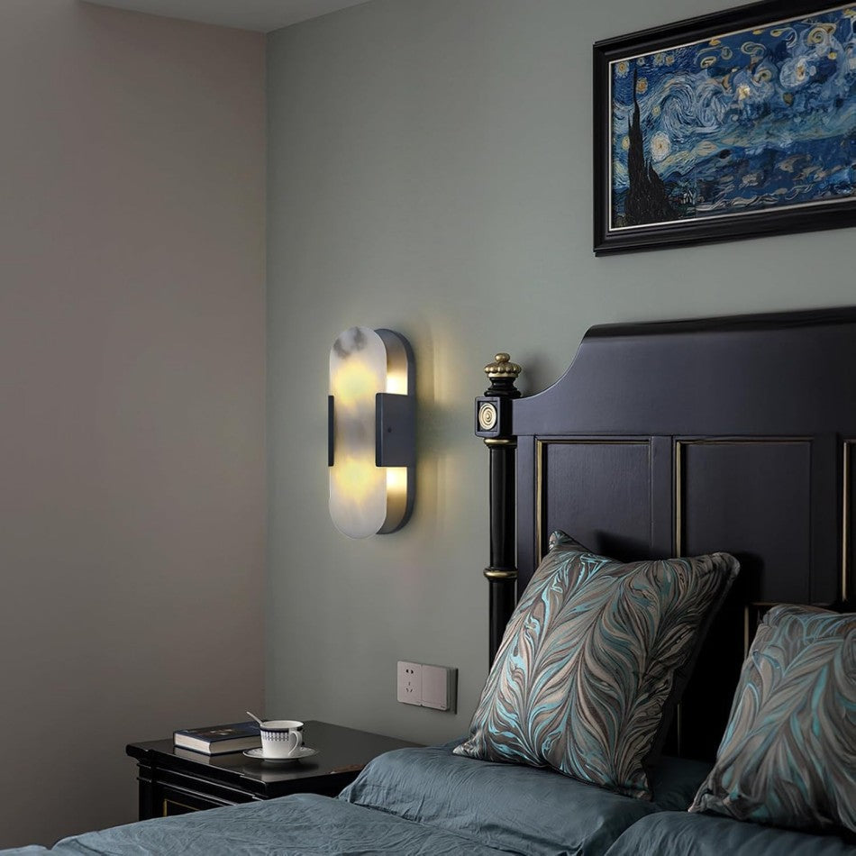 Brass Alabaster Wall Sconce