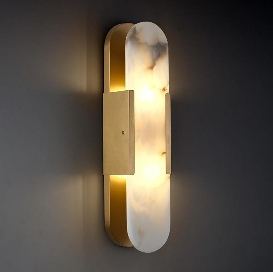 Brass Alabaster Wall Sconce