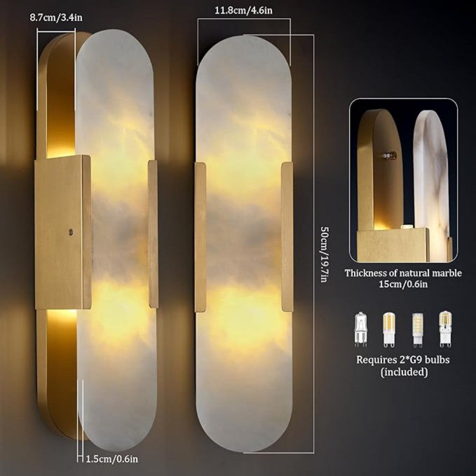 Brass Alabaster Wall Sconce