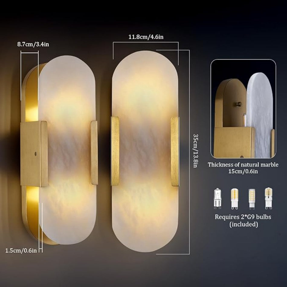 Brass Alabaster Wall Sconce