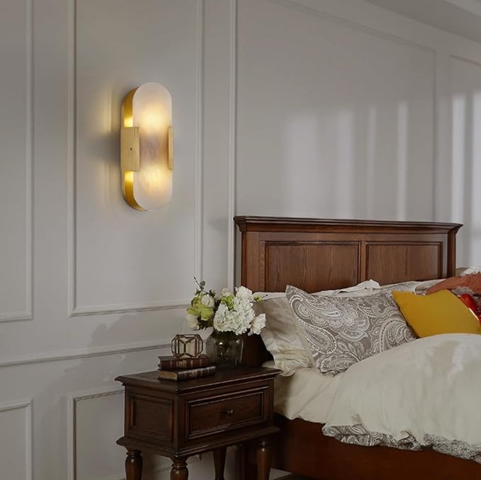 Brass Alabaster Wall Sconce
