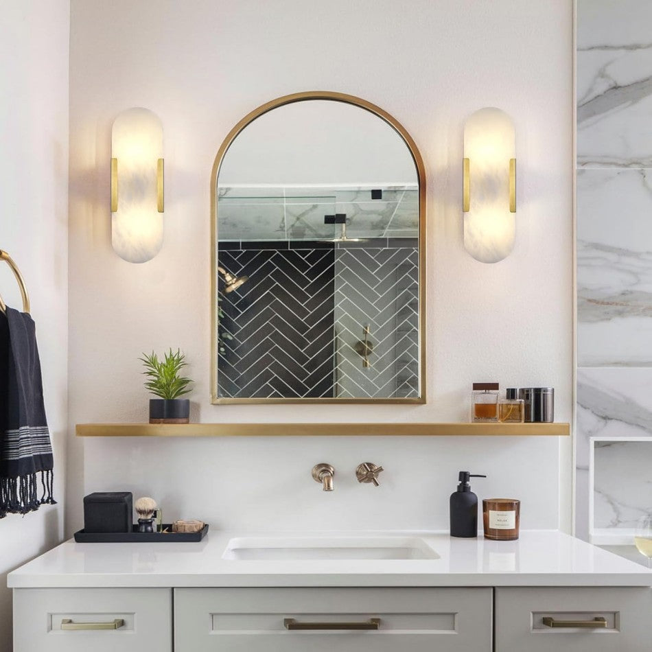 Brass Alabaster Wall Sconce