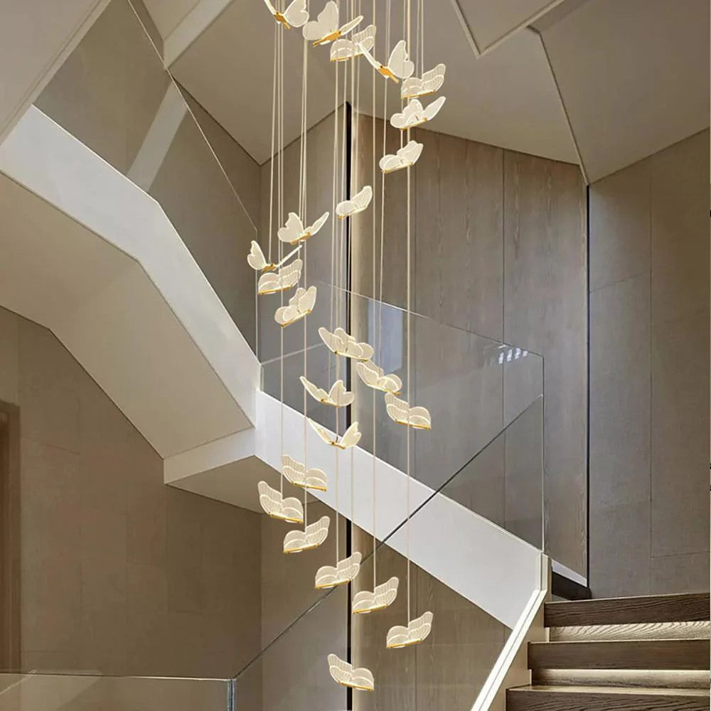 Butterfly Chandelierv Modern Metal Disk Acrylic Ceiling Light