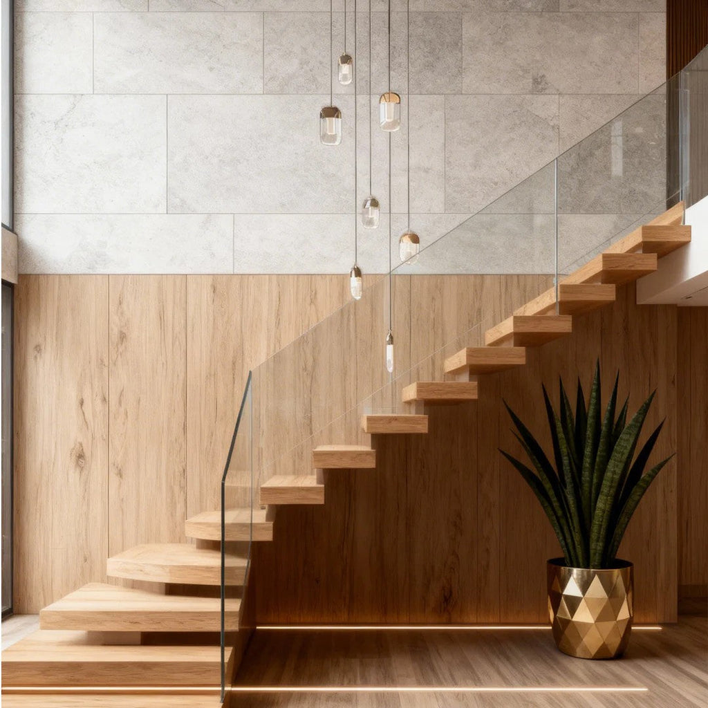 Chandelier for Staircase Full Copper Luxury Crystal Ceiling Light