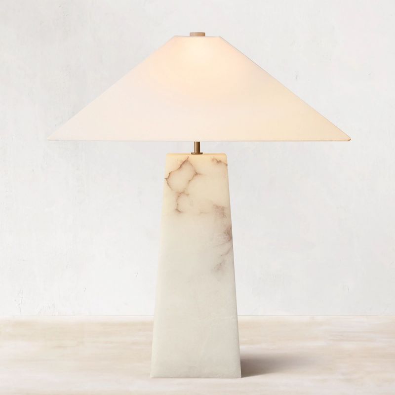 Evoke Alabaster Table Lamp – Pyramid Shade