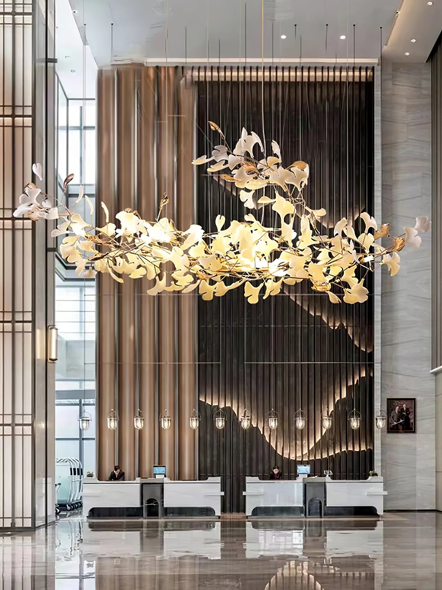 Vitelboost Leaves Combination Gingko Ceramics Chandelier