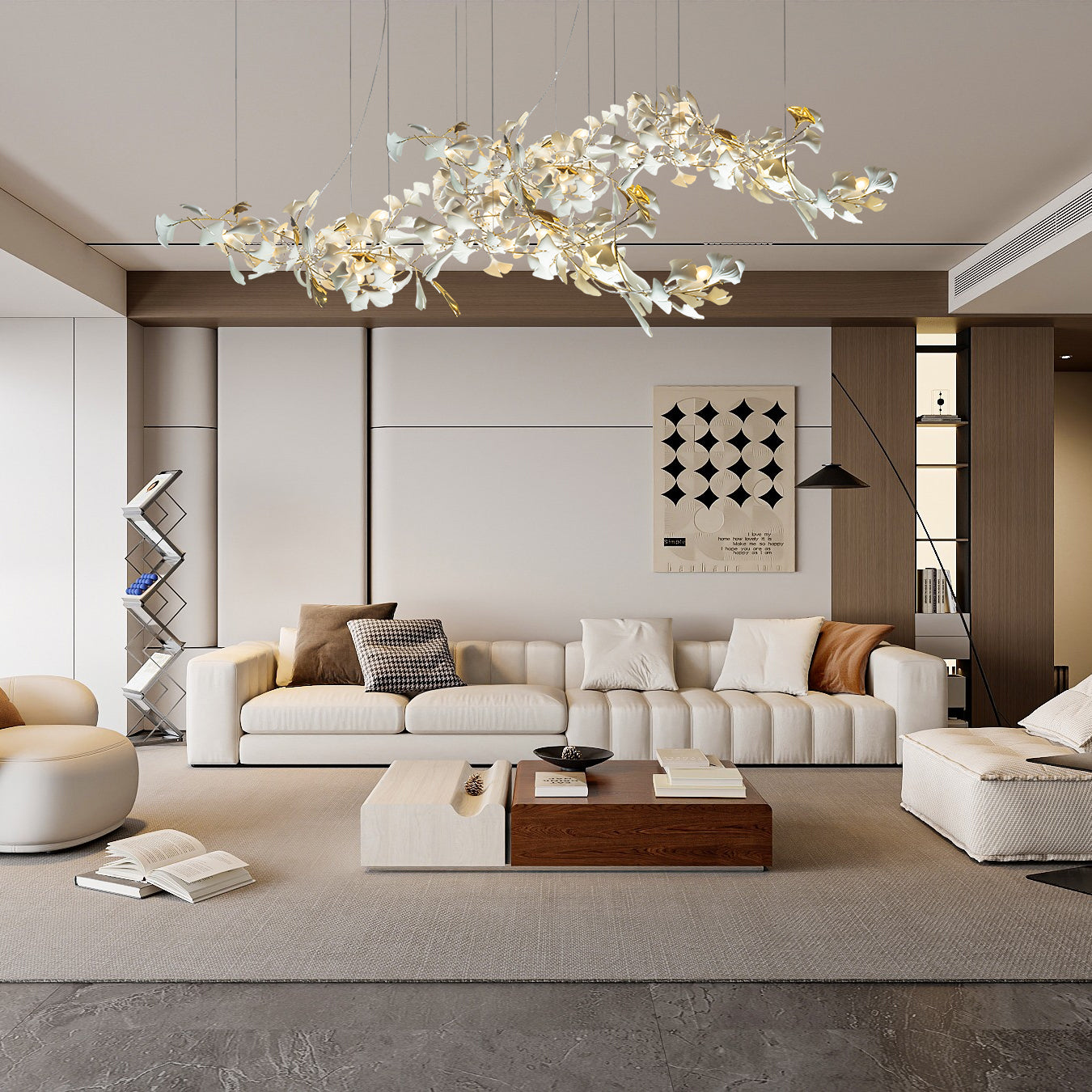 Vitelboost Leaves Combination Gingko Ceramics Chandelier