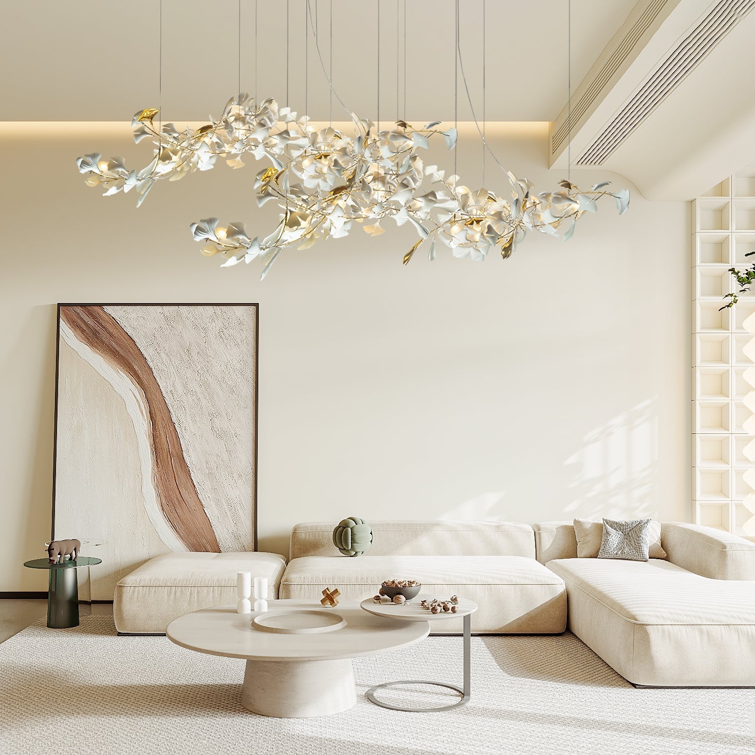 Vitelboost Leaves Combination Gingko Ceramics Chandelier