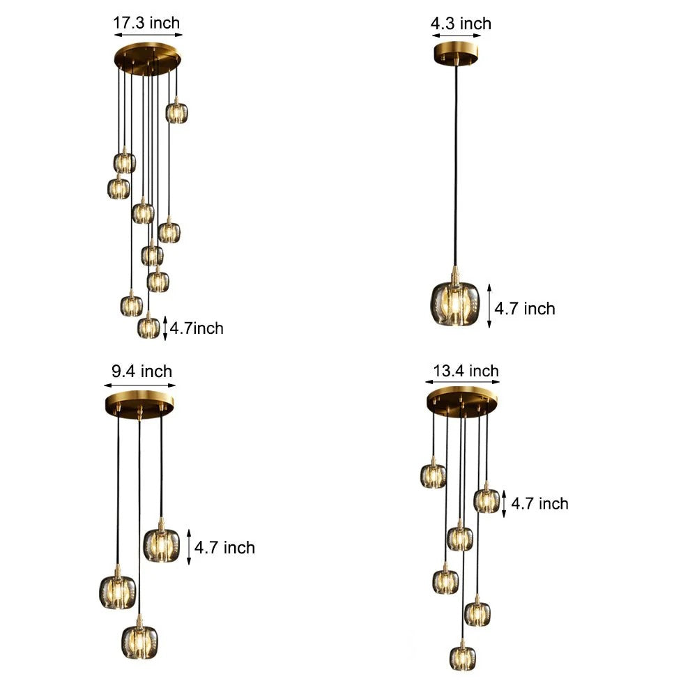 Long Spiral Cubes Crystal Chandelier for Staircase