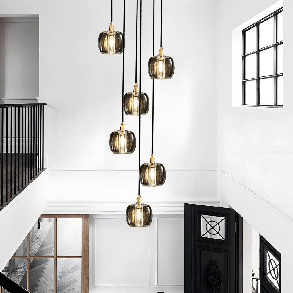 Long Spiral Cubes Crystal Chandelier for Staircase