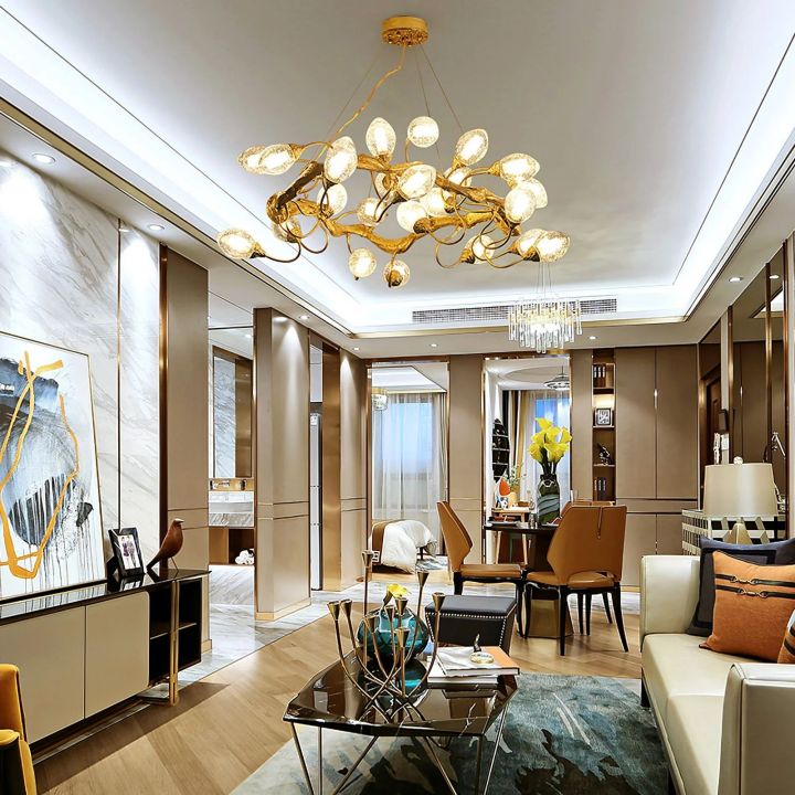 Lotus Brass Branch Chandelier