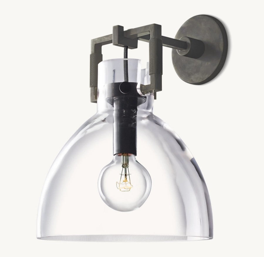 Mechanic Glass Cloche Sconce 10"