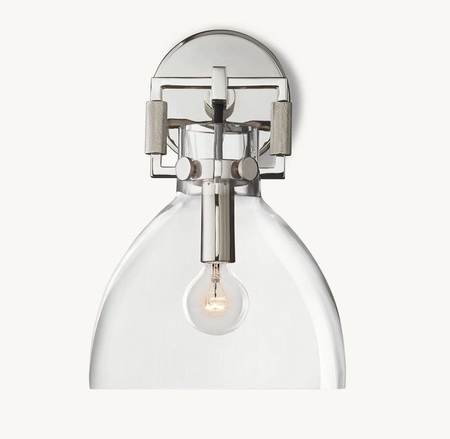 Mechanic Glass Cloche Sconce 8"