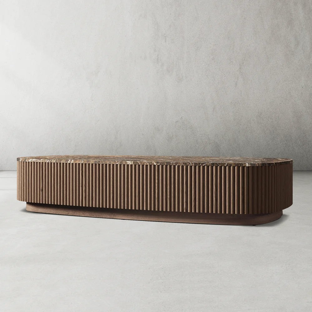 Mulholland Oak Wood & Stone Coffee Table