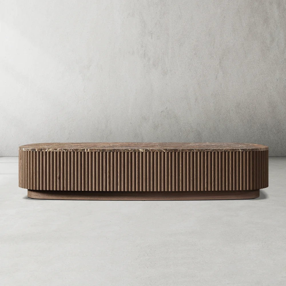 Mulholland Oak Wood & Stone Coffee Table