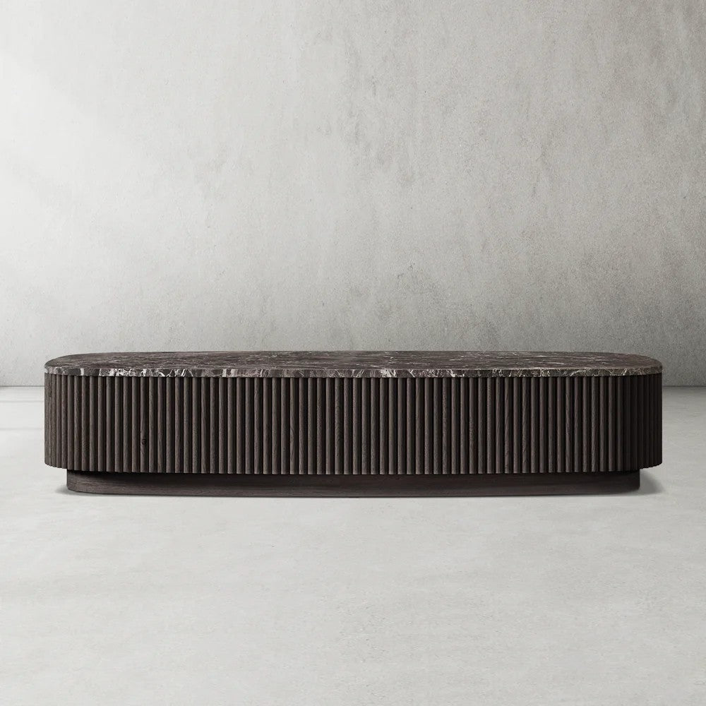Mulholland Oak Wood & Stone Coffee Table