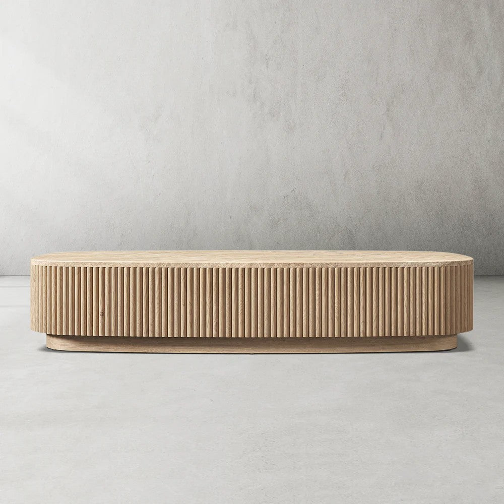 Mulholland Oak Wood & Stone Coffee Table