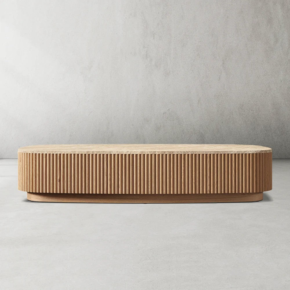 Mulholland Oak Wood & Stone Coffee Table