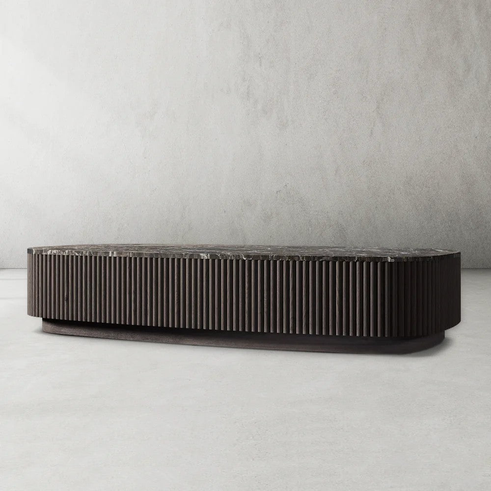 Mulholland Oak Wood & Stone Coffee Table