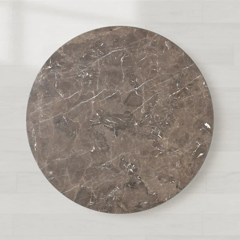 Saint Germain Round Stone Dining Table with Modern Steel Base