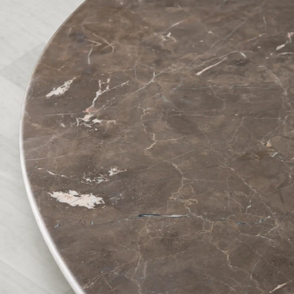 Saint Germain Round Stone Dining Table with Modern Steel Base