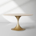 Saint Germain Round Stone Dining Table with Modern Steel Base