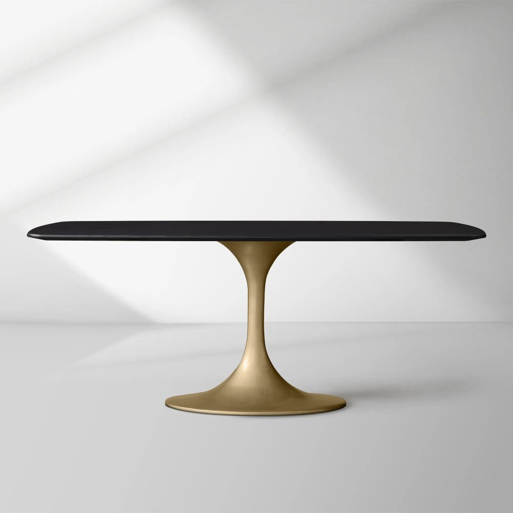 Saint Germain Solid Wood Dining Table with Steel Base
