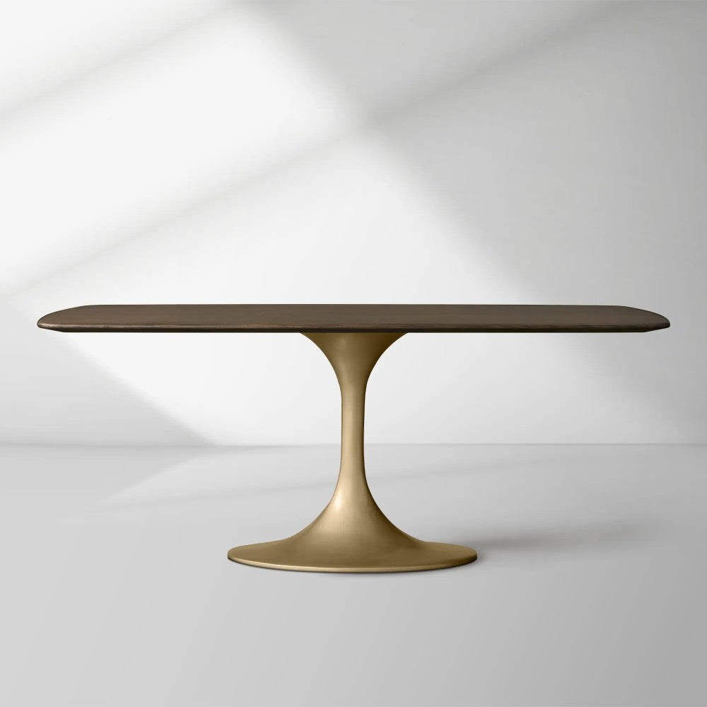 Saint Germain Solid Wood Dining Table with Steel Base