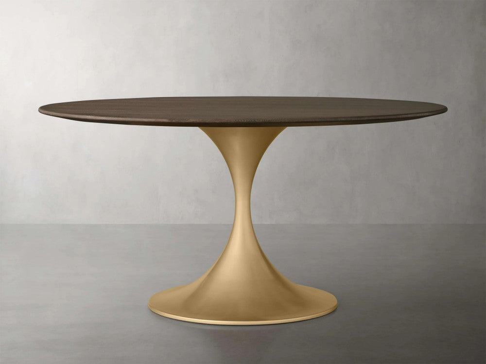 Sainte Round Wood Dining Table with Launette Base