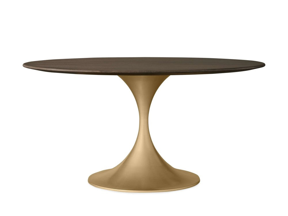 Sainte Round Wood Dining Table with Launette Base