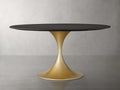 Sainte Round Wood Dining Table with Launette Base