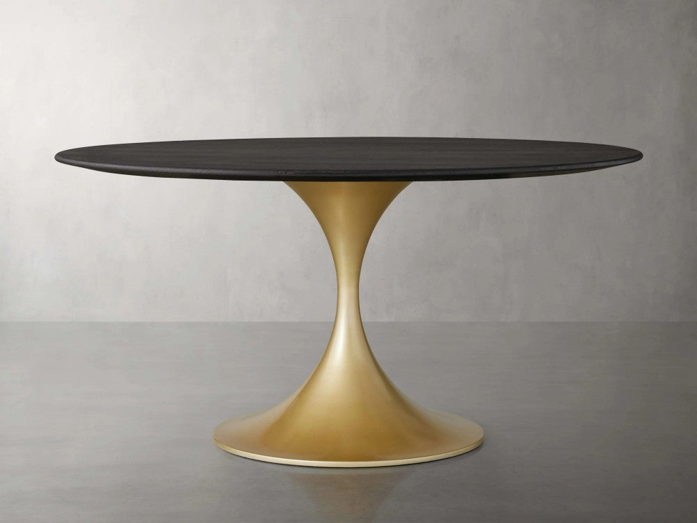Sainte Round Wood Dining Table with Launette Base
