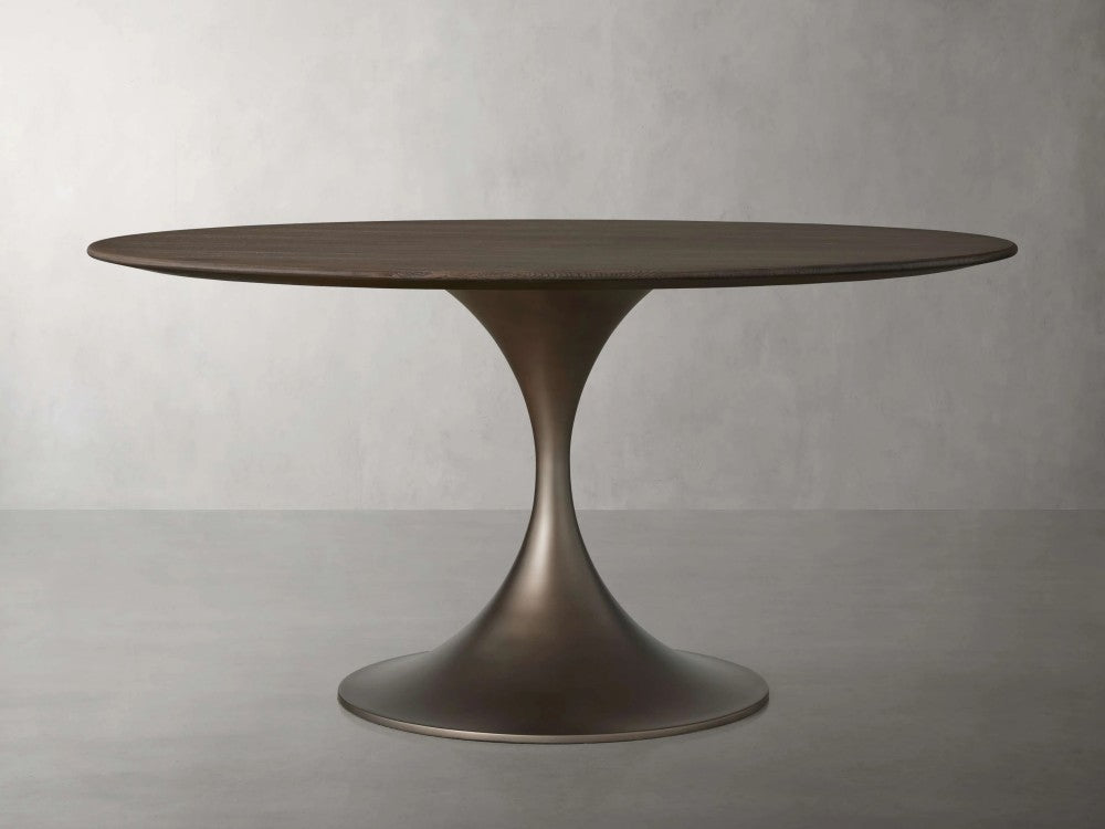 Sainte Round Wood Dining Table with Launette Base