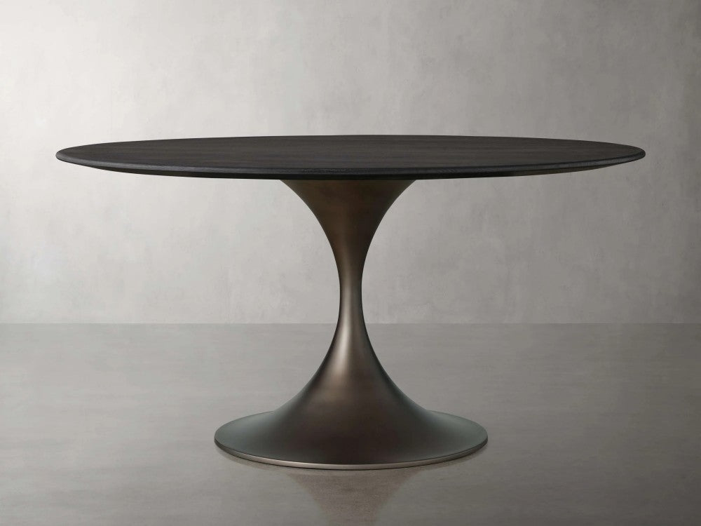Sainte Round Wood Dining Table with Launette Base