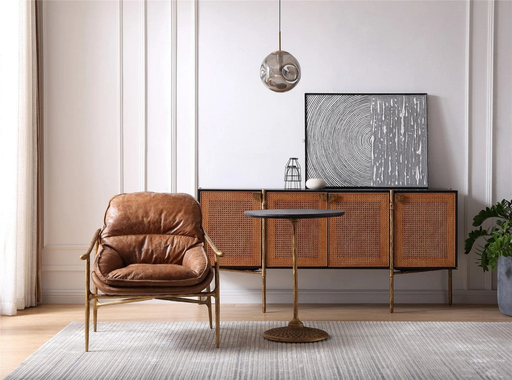 Thades Brown Leather Accent Chairs