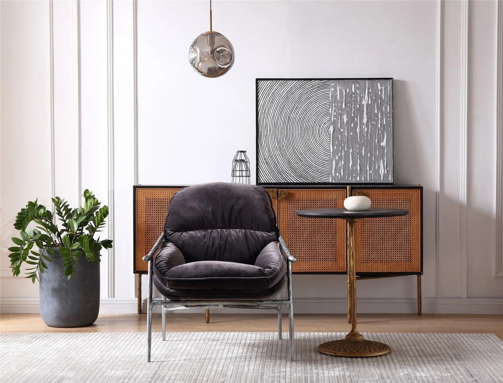 Thades Brown Leather Accent Chairs