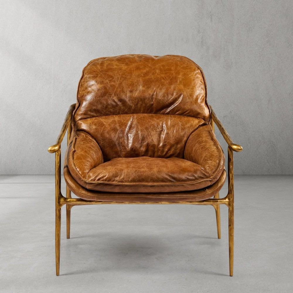 Thades Brown Leather Accent Chairs