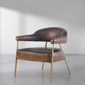 Thades Brown Leather Lounge Armchair