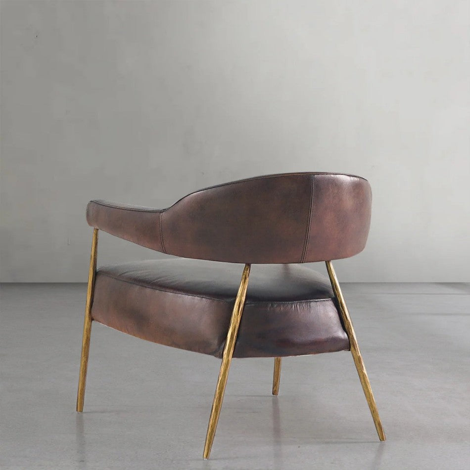 Thades Brown Leather Lounge Armchair