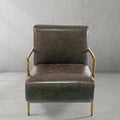 Thades Genuine Brown Leather Accent Chair