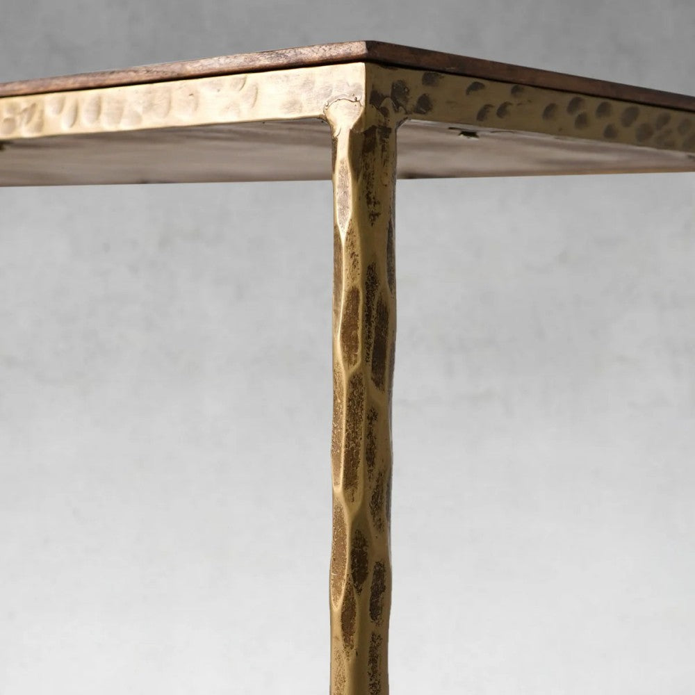Thades Metal Frame Elm Wood Console Table