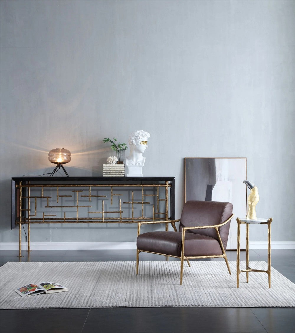 Thades Metal Frame Rattan Console Table
