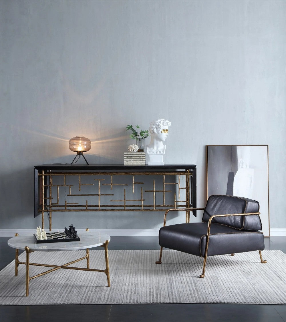 Thades Metal Frame Rattan Console Table