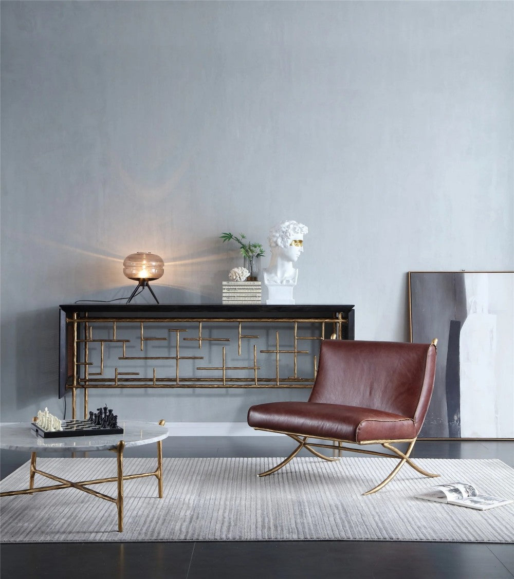 Thades Metal Frame Rattan Console Table