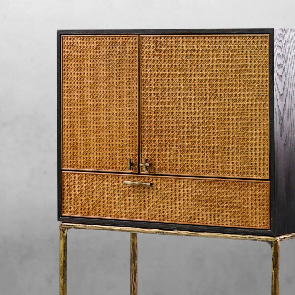 Thades Metal Frame Rattan Side Cabinet-2