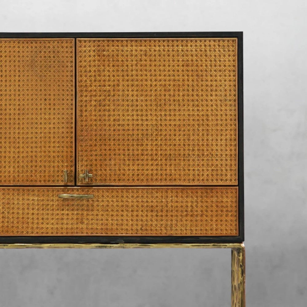 Thades Metal Frame Rattan Side Cabinet-2
