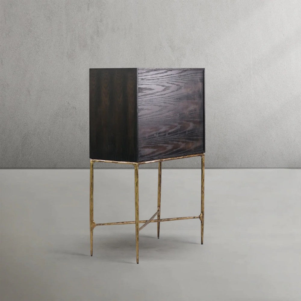 Thades Metal Frame Rattan Side Cabinet-2