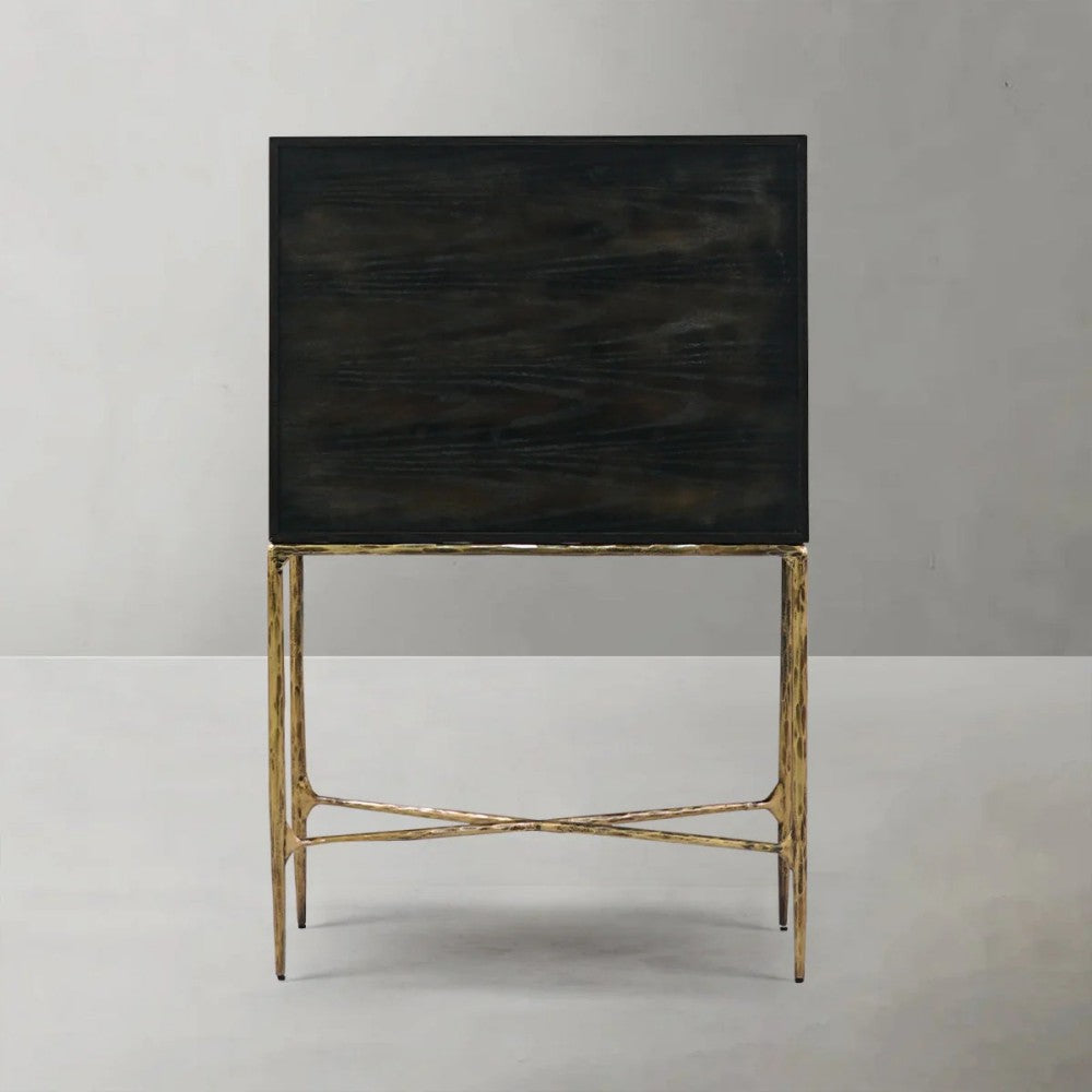 Thades Metal Frame Rattan Side Cabinet-2